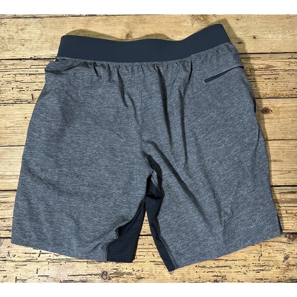 Lululemon Men Sz L Heathered Texture Printed Grey Deep Coal T.H.E. Linerless 9” - Picture 2 of 8